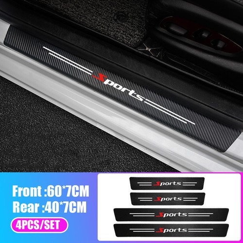 4x Carbon Fiber Car Door Plate Sill Scuff Cover Anti Scratch Protector Sticker - Picture 2 of 12