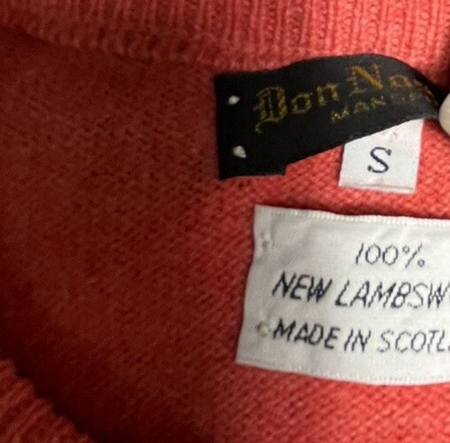 Vintage Don Nash 100% Lambs Wool Orange Women’s Sweater Small Made In Scotland - Picture 8 of 9