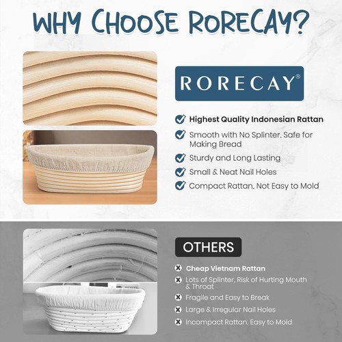 Premium 9" Round & 10" Oval Rattan Proofing Baskets for Artisan Bread Baking - Picture 10 of 10