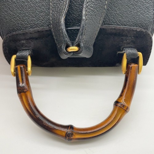 Auth Gucci Bamboo Suede Leather 003.1705 Brown Drawstring Mini Backpack i030740 - Picture 12 of 20