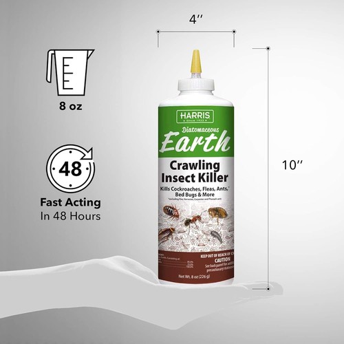 Harris Diatomaceous Earth Crawling Insect Killer, 8oz for Roaches, Fleas, Ants, - Picture 5 of 6