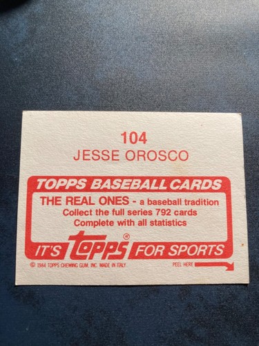 Pegatinas Topps 1984 Jesse Orosco New York Mets #104 - Imagen 2 de 2