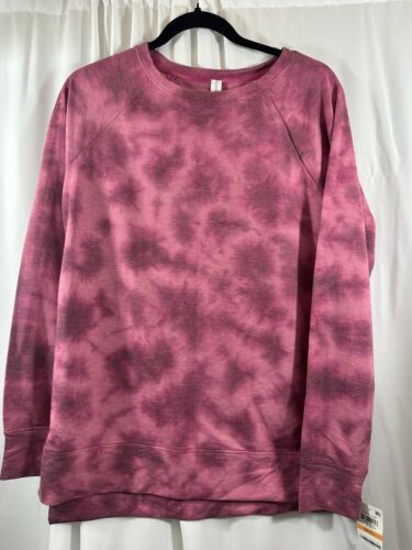 NWT IDEOLOGY Womens Pink Tie Dye Long Sleeve Crew Neck Top Small