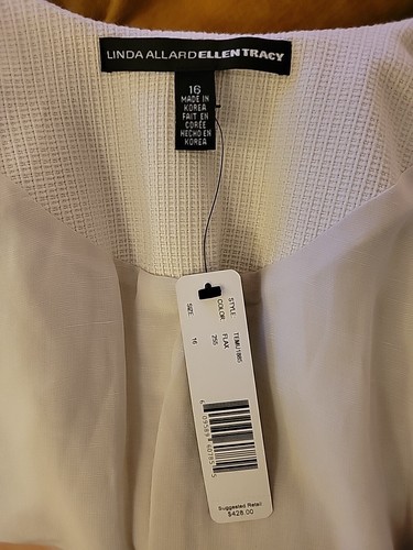 NWT Linda Allard Ellen Tracy Jacket Blazer Ivory Womens Size 16 - Picture 8 of 17