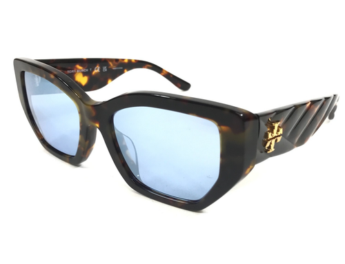 Tory Burch Sunglasses TY7187U 1944/1U Tortoise Cat Eye Frames Blue Mirror Lenses - Picture 5 of 12