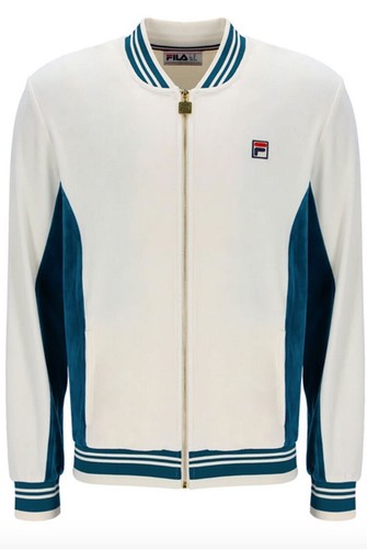 Fila Vintage Settanta Miguel Velour Archive Track Jacket Gardenia Deep Lagoon - Picture 4 of 5