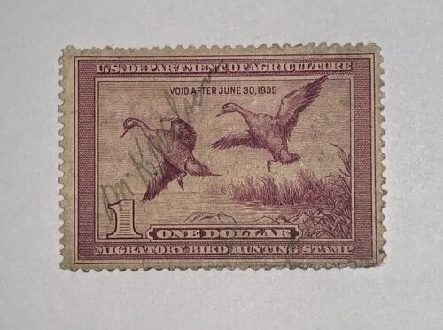 Travelstamps: US Stamps Scott # RW5, Ducks, $1, Pintail Drakes Used Signed