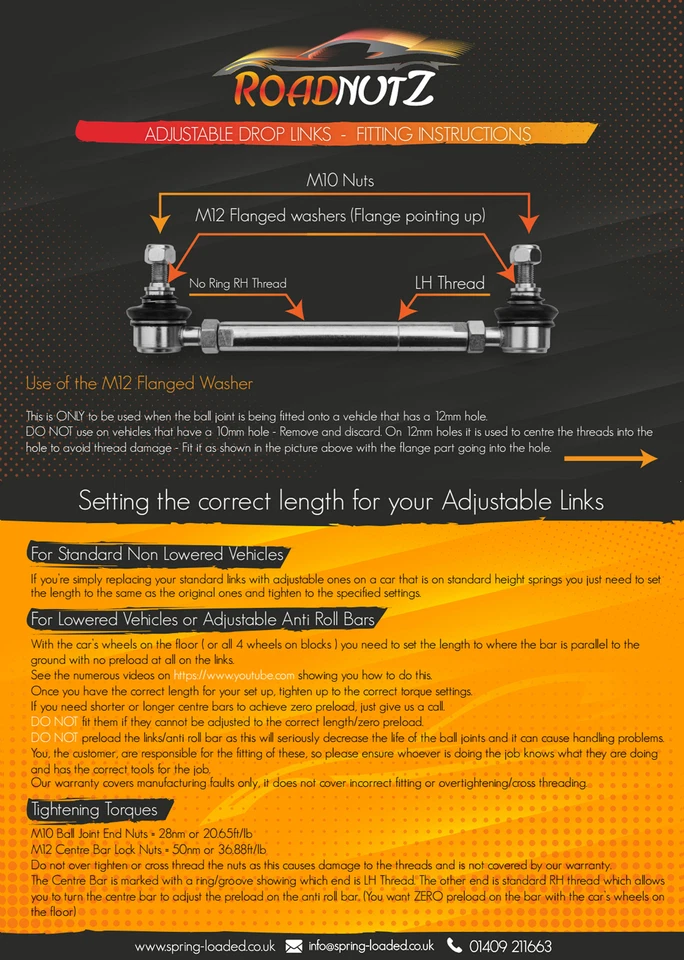 RoadNutz Universal Adjustable Drop Link Ends, Stabilizer Ball Joint Ends x 4 - Image 3 of 3