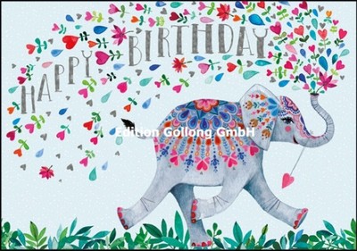 Carola Pabst Glückwunschkarte/"Happy Birthday/"Elefant Kinder-Geburtag Grußkarte