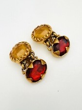 Boucles d'oreilles pendantes cabochon rubis ZOE COSTE Reminiscence Vintage