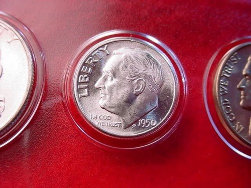 1950-D DENVER 5 COIN MINT SET 90% SILVER KEY DATE COINS-5 BU COINS!! #62 - Picture 4 of 7