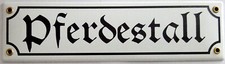Emaille Schild 8x30 cm - Pferdestall Stall Pferd Tür Tor Türschild vintage