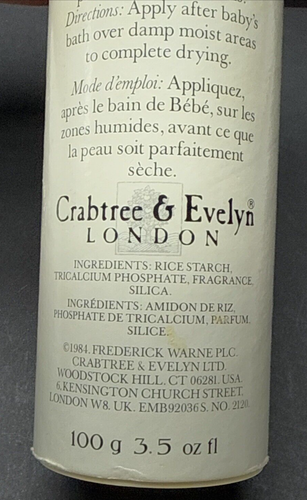 Polvo para bebé vintage Crabtree & Evelyn London Tom Kitten 3,5 oz cartón usado - Imagen 10 de 14