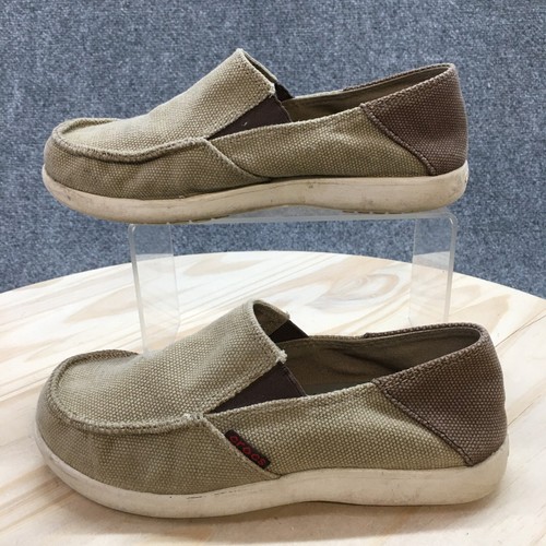 Crocs Shoes Youth 4 Boys Sta Cruz Casual Slip On Moc Loafer Flats Brown Fabric - Picture 2 of 15