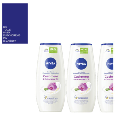 3x250ml Nivea  Cashmere & Cottonseed Oil Duschcreme | Orchideen-Duft