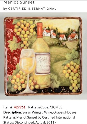 Retired Certified International Susan Winget MERLOT SUNSET 14” Serving Platter - Bild 3 von 6