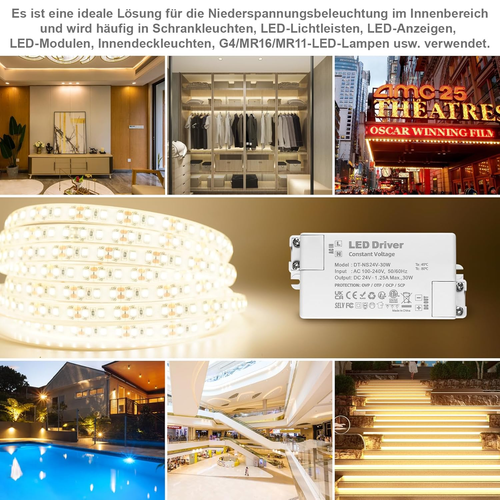Alimentatore 24V 1.25A, Trasformatore 220V 24V 30W, Trasformatore LED AC a DC, L - Foto 8 di 9