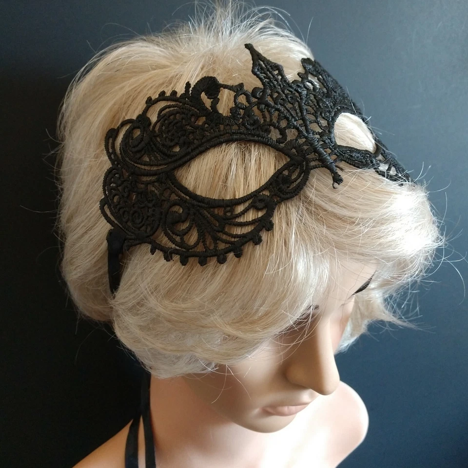 Ladies Sexy Black Lace Fantasy Eye Mask Ball Masquerade Costume Party Carnival  - Image 3 of 4