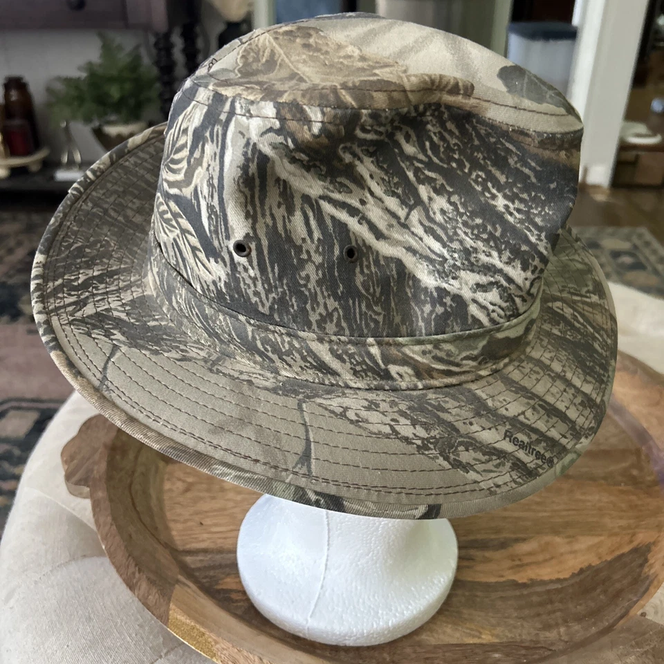 Chapéu de caça vintage Realtree masculino pequeno EUA estruturado Fedora camuflado boogie em excelente estado usado - Imagem 3 de 4