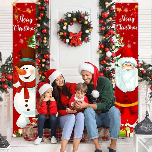 Christmas Decorations Outdoor Yard Porch Sign Set- Merry Christmas Banner Xmas D - Picture 4 of 12
