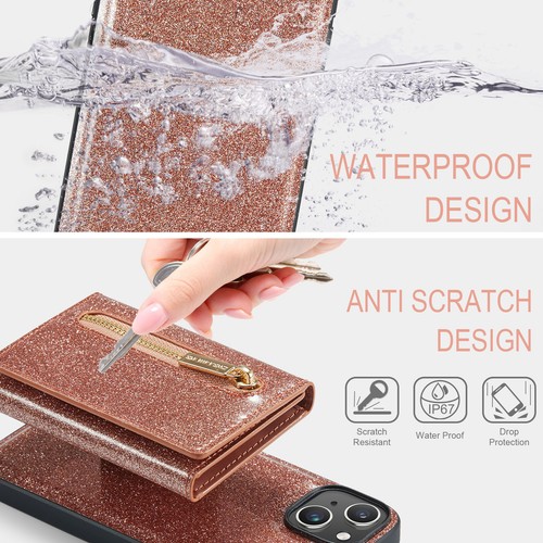 Woman Wallet Card Holder Glitter Leather Phone Case Cover for iphone 16 PRO MAX - Picture 8 of 18