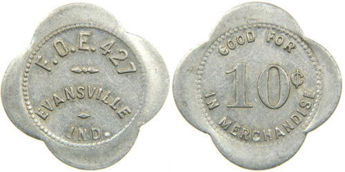 INDIANA, Evansville, Eagles Lodge F.O.E. 427, 10¢ Aluminum Merchant Trade Token