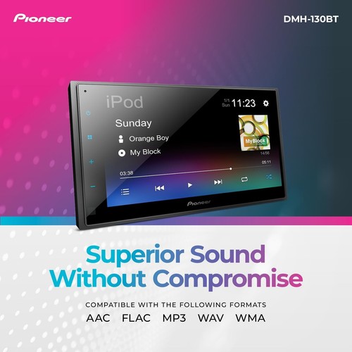 Receptor de medios digitales PIONEER 6.8” DMH-130BT - Pantalla táctil, Bluetooth, Am - Imagen 4 de 5