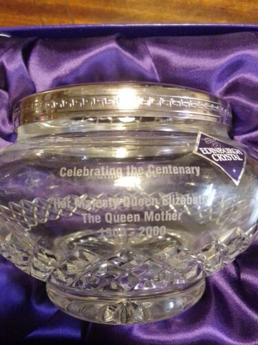 Royal Mint Edinburgh Crystal Queen Mother Centenary Rose Bowl 1900-2000 With Box - Bild 2 von 2