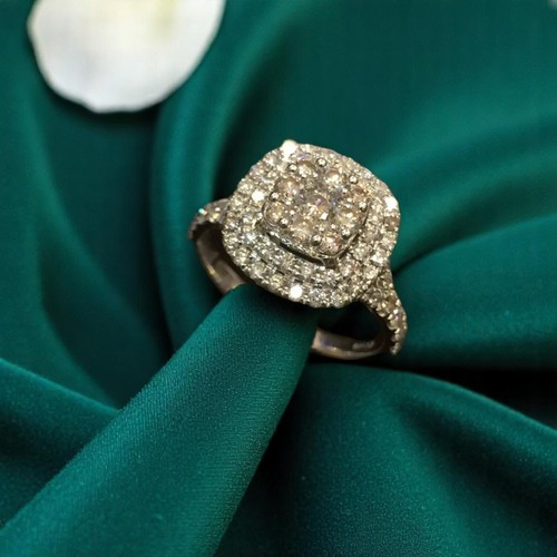 Pave 1,45 Cts Runder Brillantschliff Halo Diamanten Verlobung Ring 18K Weißgold - Bild 2 von 11