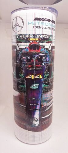 Vaso AMG Petronas Lewis Hamilton F1 impresión de ilustraciones en color de coche 20 oz 600 ml - Imagen 2 de 4