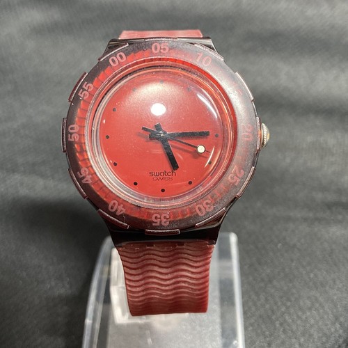Swatch Swiss Maroon Original New Battery Works Analog VTG 38mm - Picture 8 of 23