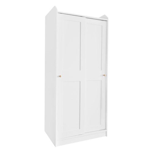 2 Sliding Doors Wardrobe Cabinet Unit Bedroom Clothes Storage Organiser White - Picture 7 of 9