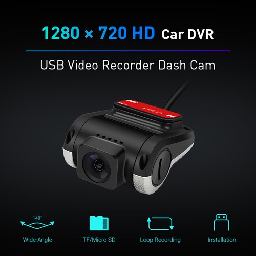 XTRONS 1280*720 HD 140° Wide View Car DVR Dash Recorder Rearview Camera USB Wire - Picture 1 of 12