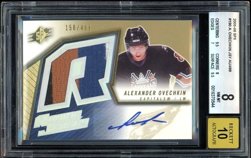 2005 SPX #190 Alexander Ovechkin Rookie Jersey Auto #/499 Capitals BGS 8 Auto 10