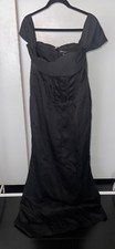 Pretty Little Thing Black corse detail bardot bridesmaid dress Sz. 12 Holidays