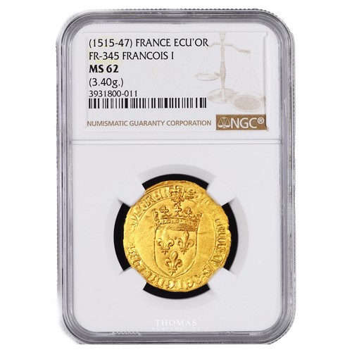 Monnaie France - François I - Ecu d'or au Soleil - NGC MS 62 - Picture 3 of 3
