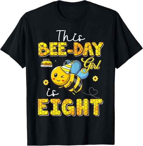 This Bee-Day Girl Is Eight 8 Years Old 8th Birthday Toddler T-Shirt Hoodie - Picture 6 of 12