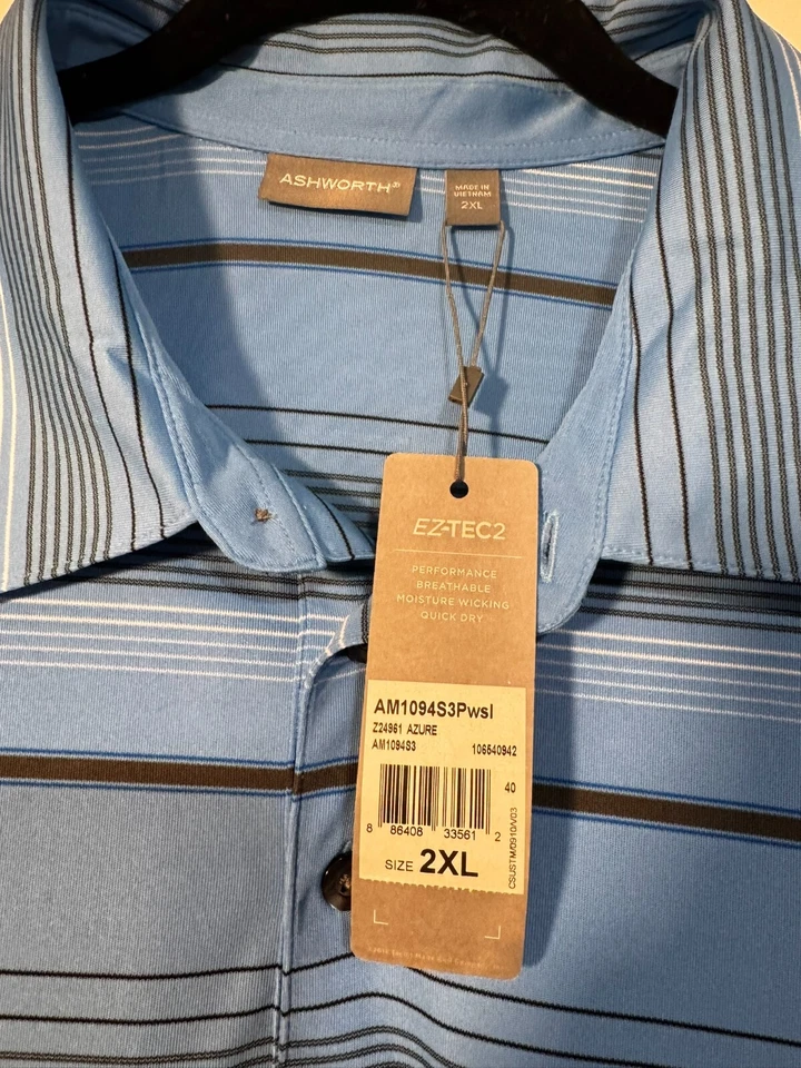 NUEVO XXL ASHWORTH EZ-TEC2 AZUL REAL con RAYAS BLANCAS Y NEGRAS Foto 2 de 3