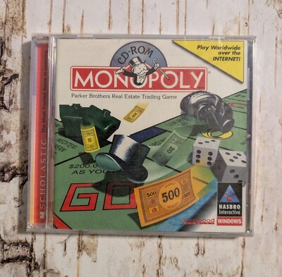 Monopoly PC Game - Parker Bros Real Estate Trading (CD-ROM) Y2K Hasbro - Sealed