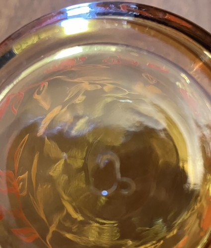 VTG 6 Libbey Curved Drinking Glass Tumbler Amber Floral Ombré Pattern 6.5" 10oz - Picture 8 of 8