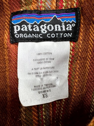 Patagonia Pearl Snap Shirt Women XS Cotton Orange Brown Striped Western Rhythm - Picture 4 of 5