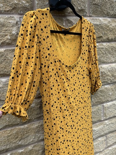 NEXT Dress Mustard Floral - Size 14 - Picture 3 of 7