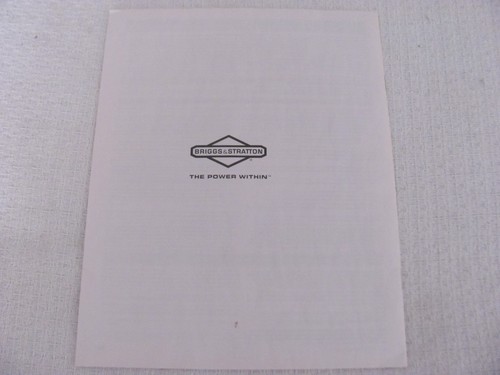 Briggs & Stratton Operators Operation Manual. Model 90000, 100000 Sprint Quattro - Imagen 3 de 3