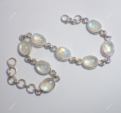 Gift For Her 925 Sterling Silver Moonstone Gemstone Jewelry Statement Bracelet