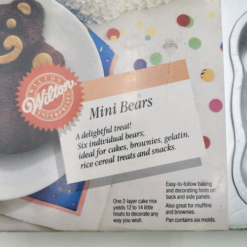 Vintage Wilton Mini Bears Cake Brownie Treat Muffin Pan 2105-4497 contengono 6 stampi - Foto 2 di 9