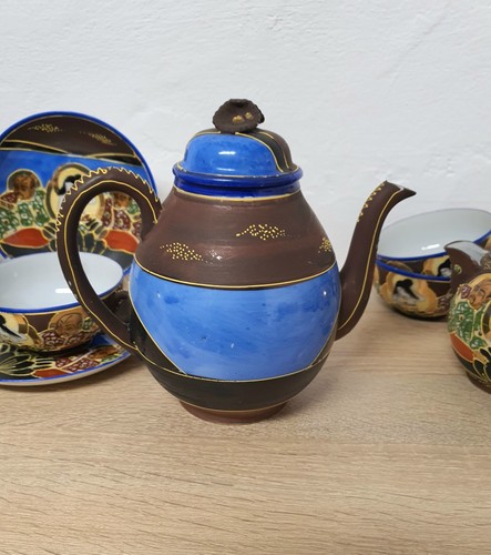 Servizio da tè caffè giapponese Satsuma? 6 pers 15 pezzi porcellana vintage rara - Foto 19 di 24