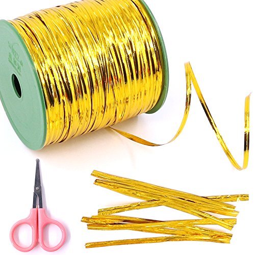 350 Yard Yellow Metallic Twist Ties For Bread Candy Bag Parties Decorative Ties