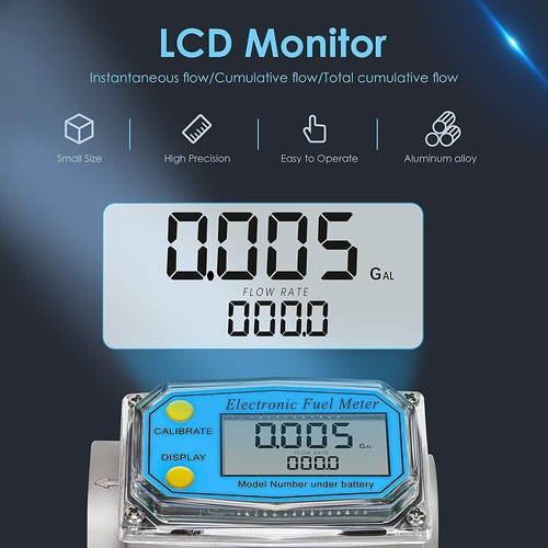LCD Digital Turbina Medidor de Flujo Gasóleo Bomba de Combustible Medidor de Flujo para Diesel Queroseno - Imagen 3 de 12