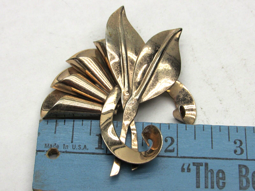 Vintage Brookcraft Sterling Silver Modernist Leaf Brooch Large - Picture 7 of 7