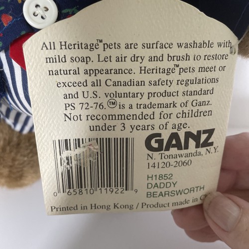 Ganz Storytime Bear Collection 1992 Daddy Bearsworth Plush With Tags New - Picture 4 of 8